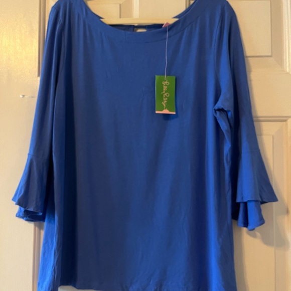 Lilly Pulitzer Tops - Lilly Pulitzer Cobalt Blue Flared Sleeve Top | NWT | Size XL